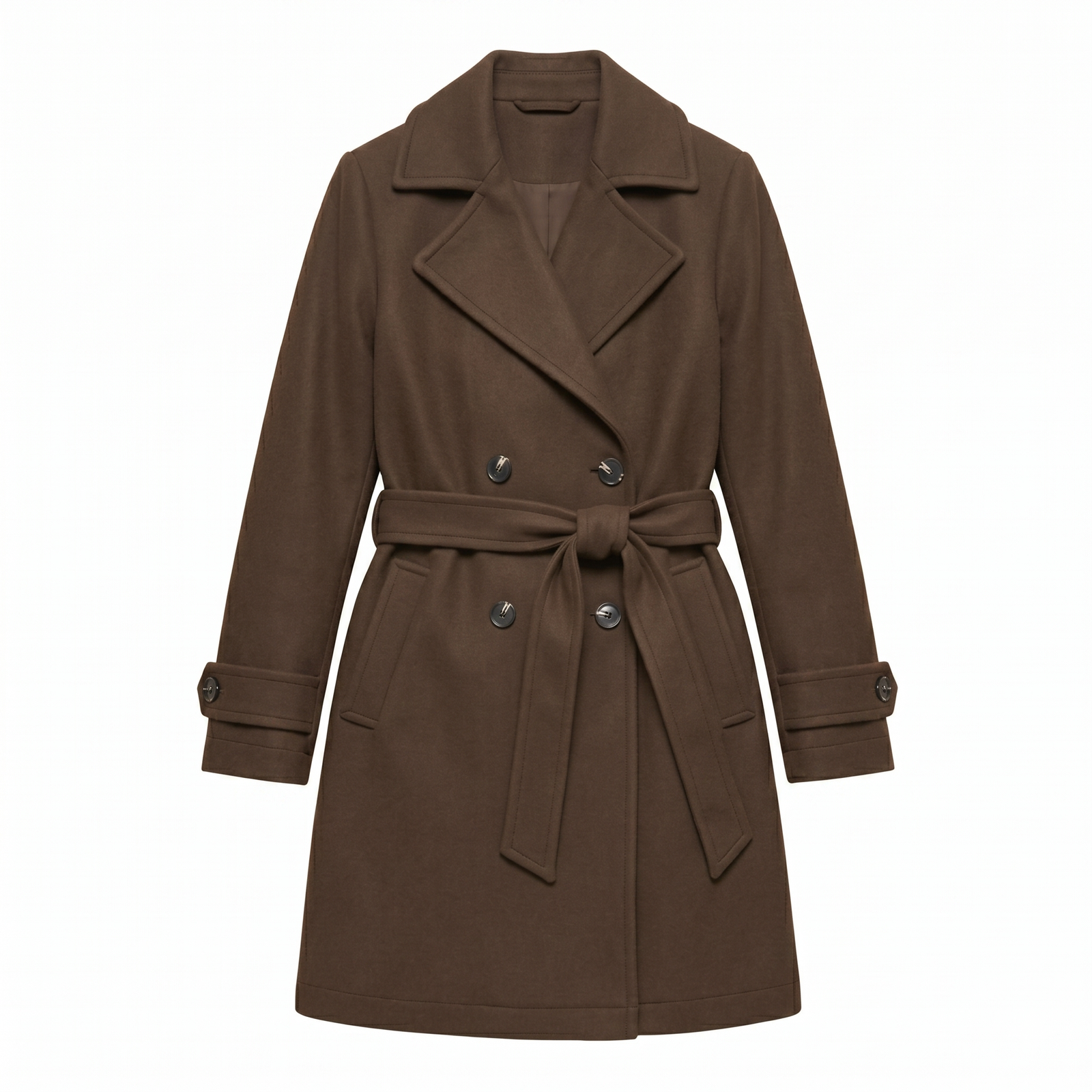 Ladies Double-Breasted Belted OverCoat