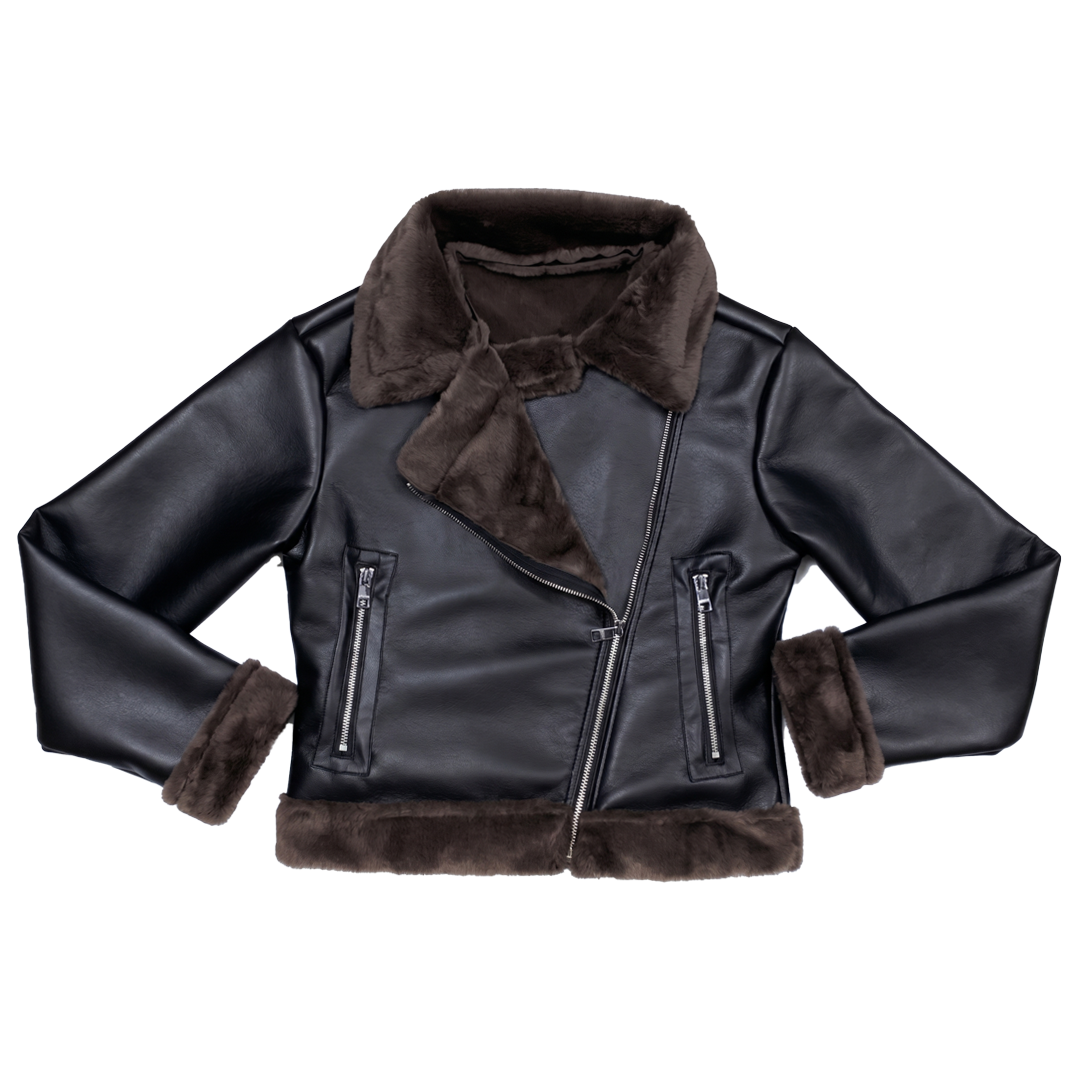 Ladies Faux Fur Leather Jacket