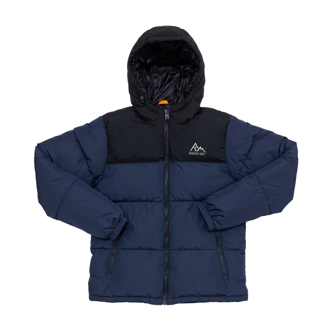 Mens Contrast Hooded Puffer Jacket